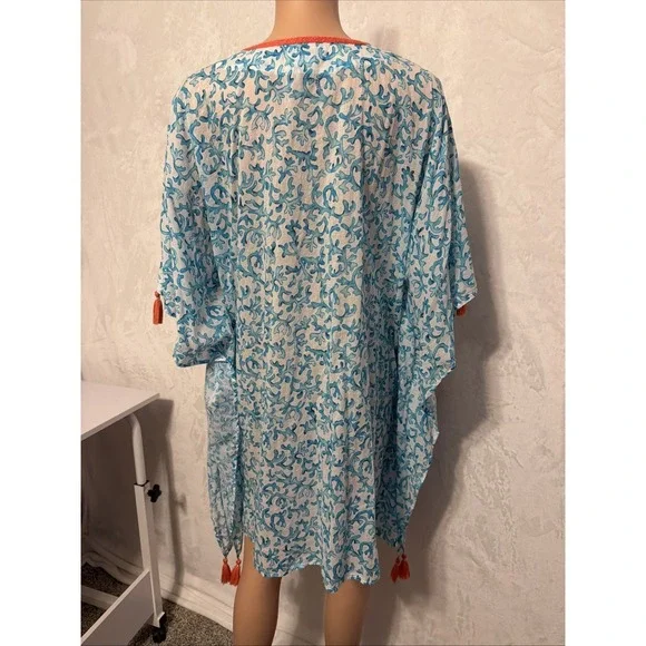 Tommy Bahama Cotton Boho Floral Embroidered Swim Cover-Up Tunic Dress S-M - Picture 5 of 9